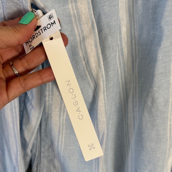 NWT Caslon Light Blue Striped linen Blazer - Picture 7 of 10